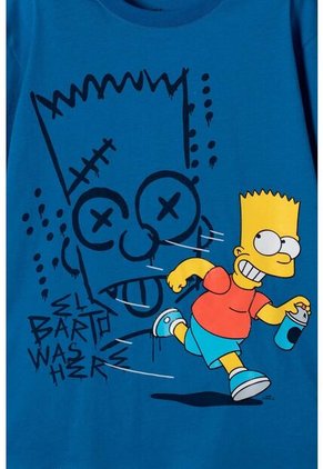 Camiseta De Los Simpson Manga Corta Azul Para Niño 12