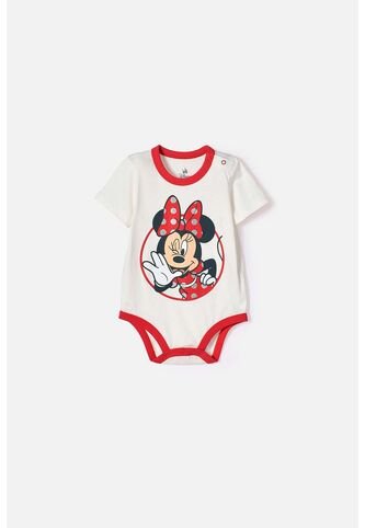 Body De Minnie Mouse Manga Corta Marfil Para Bebé Niña 12-18 Disney