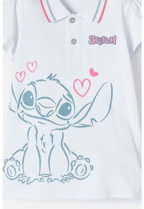 Camiseta Tipo Polo De Stitch Blanca Tipo Polo Para Niña 4