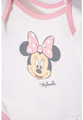 Set Primer Día De Minnie Mouse Marfil Y Rosado Estampado Para Bebé Niña 0-3
