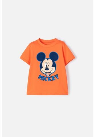 Camiseta De Mickey Mouse Manga Corta Naranja Para Niño 4T Disney