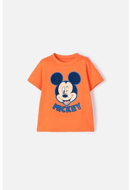 Camiseta De Mickey Mouse Manga Corta Naranja Para Niño 2T
