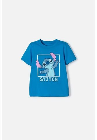 Camiseta De Stitch Manga Corta Azul Para Niña 2T A 5T 5T Disney