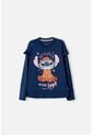 Camiseta De Stitch Y Capybara Manga Larga Azul Para Niña 6 de Disney