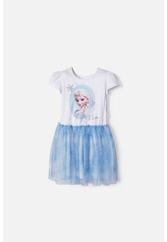 Vestido De Frozen Con Tull Blanco Para Niña 2T A 6T 3T Disney
