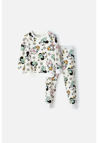 Conjunto De Minnie Mouse Marfil De Manga Larga Para Niña 2T A 5T 5T Disney