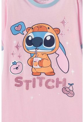 Pijama De Stitch Y Capybara Rosada Para Niña 4