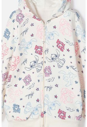 Chaqueta De Stitch Marfil Con Capucha Para Niña 8