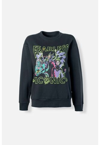 Buzo Villanas Disney Negro Estampado En Frente Para Mujer XS Disney