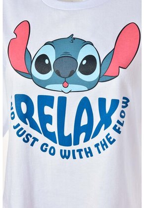 Pijama De Stitch Blanca Y Multicolor De Pantalón Corto Para Mujer XL