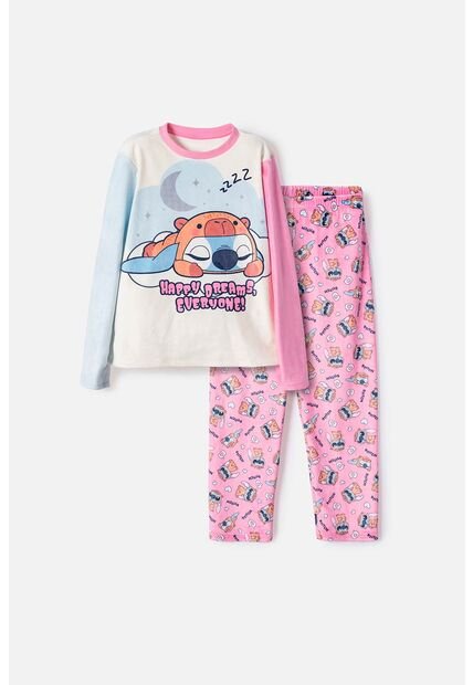 Pijama De Stitch Y Capybara Multicolor Para Niña 6