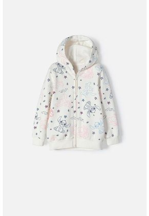 Buzo De Stitch Marfil Con Capucha Para Niña 2T A 5T 3T