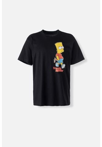 Camiseta De Bart Manga Corta Negra Para Hombre L Disney