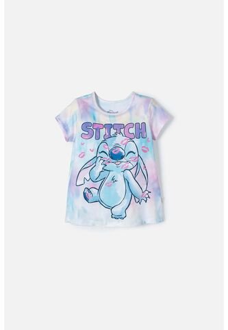 Camiseta De Stitch Multicolor Manga Corta Para Niña 2T A 5T 3T Disney