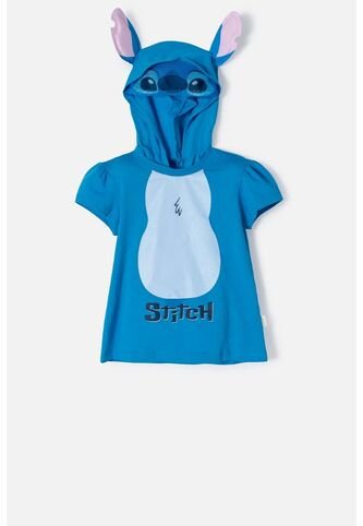 Camiseta De Stitch Con Capucha Azul Para Niña 2T A 5T 3T Disney