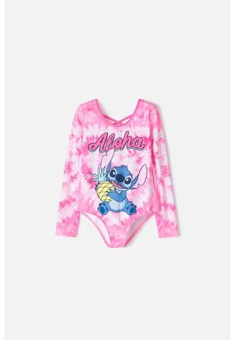 Vestido De Baño De Stitch Fucsia Manga Larga Para Niña 14 Disney