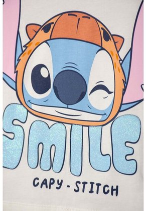 Camiseta De Stitch Y Capybara Manga Corta Marfil Para Niña 8