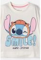 Camiseta De Stitch Y Capybara Manga Corta Marfil Para Niña 8 de Disney