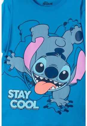 Camiseta De Lilo & Stitch Azul Estampada En Frente Para Niño 10