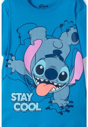 Camiseta De Lilo & Stitch Azul Estampada En Frente Para Niño 10