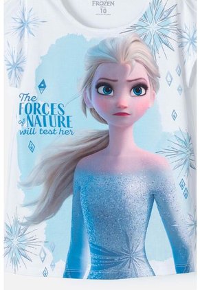 Camiseta De Frozen Manga Corta Blanca Y Azul Para Niña 12
