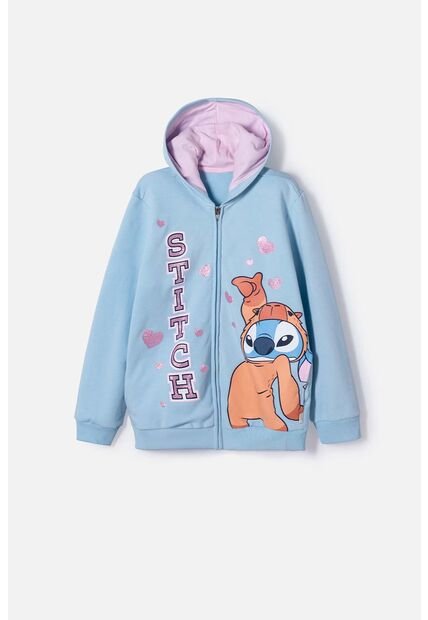 Buzo De Stitch Y Capybara Con Capucha Azul Para Niña 14