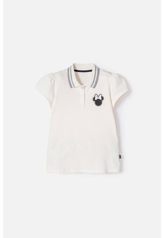 Camiseta Tipo Polo Minnie Mouse Marfil Para Niña 12 Disney