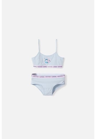 Conjunto De Top Y Panty De Stitch Azul Cielo Para Niña 4 Disney