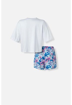 Pijama De Stitch Blanca Y Multicolor De Pantalón Corto Para Mujer XS