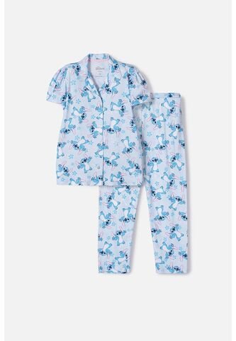 Pijama De Stitch Pantalón Largo Multicolor Para Niña 12 Disney