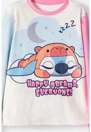 Pijama De Stitch Y Capybara Multicolor Para Niña 10