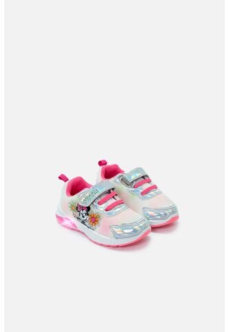Tenis Con Luces De Minnie Mouse Blanco Y Rosado Para Niña 32 Disney