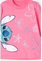 Camiseta De Stitch Rosada Manga Corta Para Niña 6 de Disney