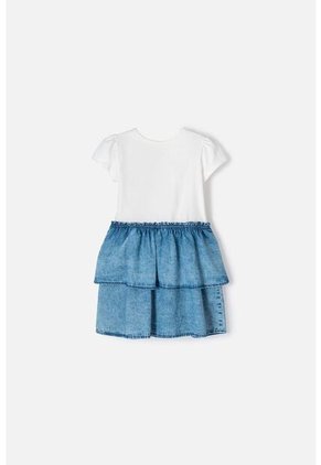 Vestido De Minnie Mouse Marfil Y Azul De Falda Con Boleros Para Niña 2T A 5T 2T