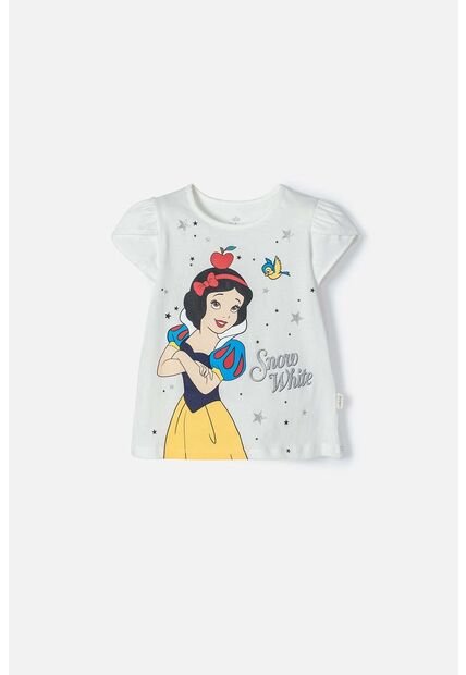 Camiseta De Blancanieves Marfil Estampada En Frente Para Niña 2T A 5T 3T