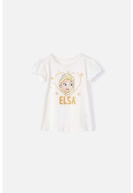Camiseta De Elsa Marfil Manga Corta Para Niña 2T A 5T 4T