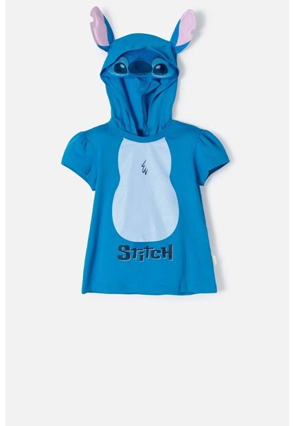 Camiseta De Stitch Con Capucha Azul Para Niña 2T A 5T 5T