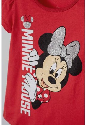 Camiseta De Minnie Mouse Roja Manga Corta Para Niña 2T A 5T 5T