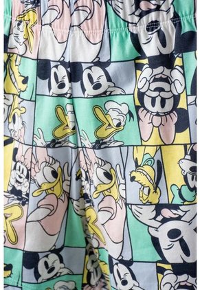 Pijama De Mickey Mouse Marfil Y Multicolor De Pantalón Corto Para Mujer