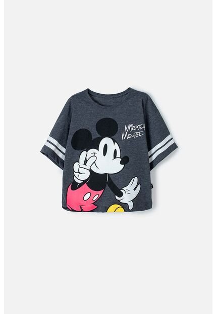 Camiseta De Mickey Mouse Manga Corta Negra Para Niña 4