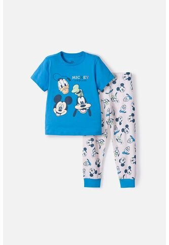 Pijama De Mickey Mouse Azul Y Marfil Oscuro De Pantalón Largo Para Niño 2T A 5T 4T Disney