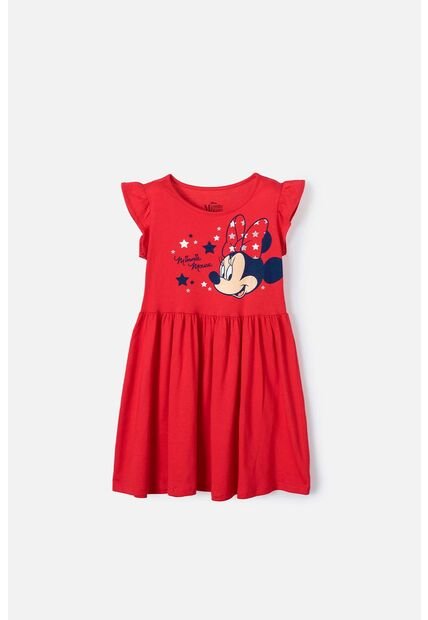 Vestido De Minnie Mouse Manga Sisa Rojo Para Niña 10