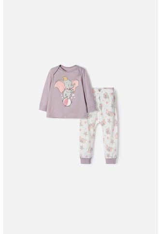 Pijama De Dumbo Con Pantalón Largo Multicolor Para Bebé Niña 12-18 Disney