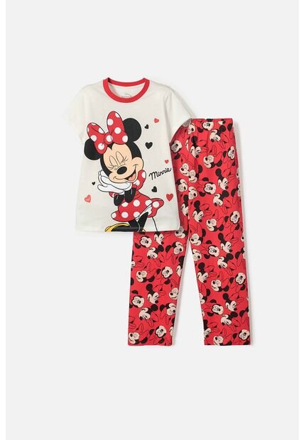 Pijama De Minnie Mouse Pantalón Largo Marfil Para Niña 10