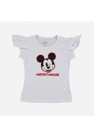 Camiseta De Mickey Mouse Manga Corta Blanca Para Niña 4 Disney
