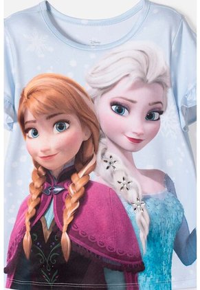 Camiseta De Frozen Manga Corta Azul Cielo Para Niña 2T A 6T 3T