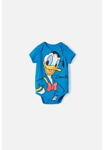 Body Del Pato Donald Manga Corta Azul Para Bebé Niño 3-6 Disney