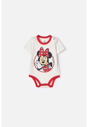 Body De Minnie Mouse Manga Corta Marfil Para Bebé Niña 3-6