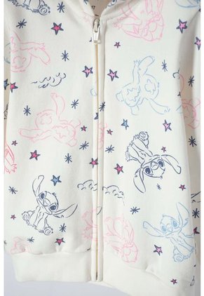 Buzo De Stitch Marfil Con Capucha Para Niña 2T A 5T 4T