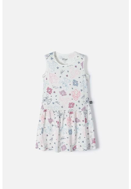 Vestido De Stitch Marfil Manga Sisa Con Bolero Para Niña 12